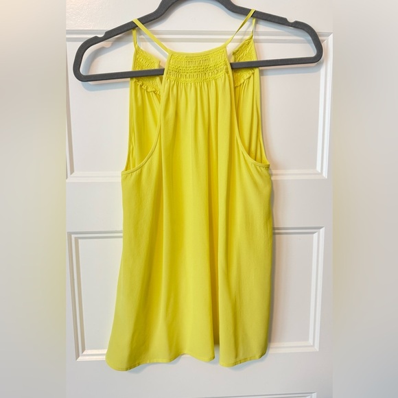 Joie Elspeth Smocked V-Neck Silk Tank Top,
Acid Lime Size XS - Picture 2 of 8